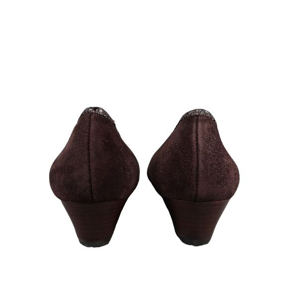 Michael Kors Shoes Women 8.5 Wedge Pump Leather Fashion Ballet Flat Brown Buckle - Picture 6 of 14